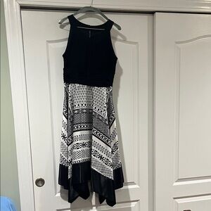 Chic Asymmetrical Black and White Dress